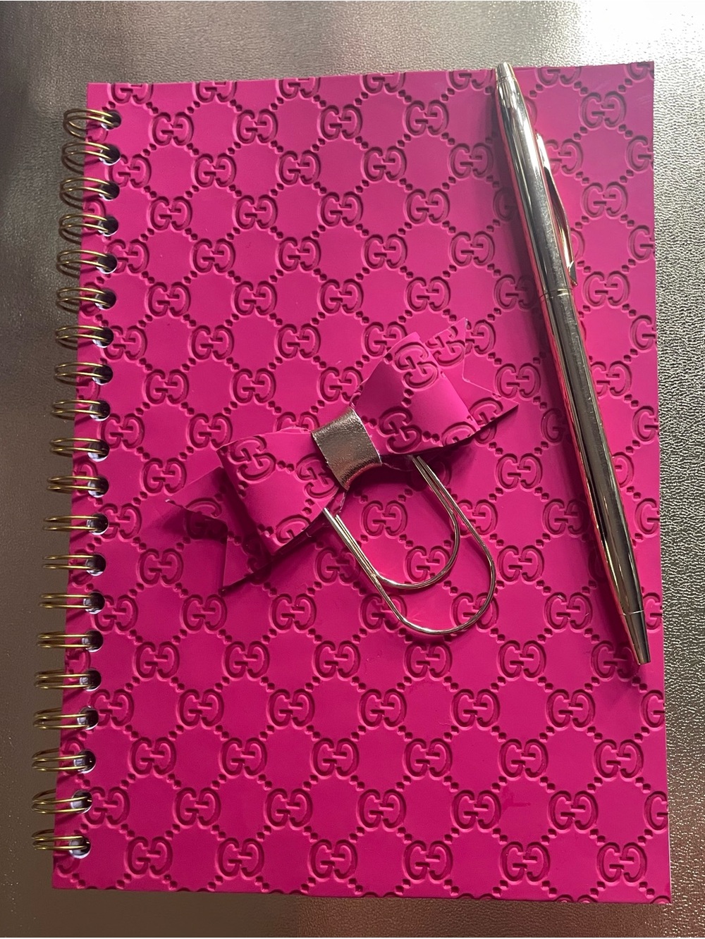 Pink Handmade 5X7 Notebook (gold pen not included))